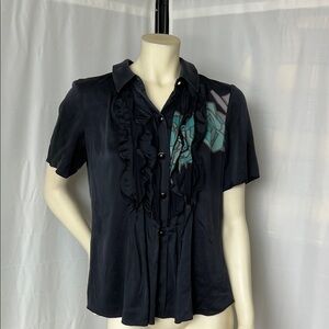 Etcetera Silk Blouse with Ruffle Detail